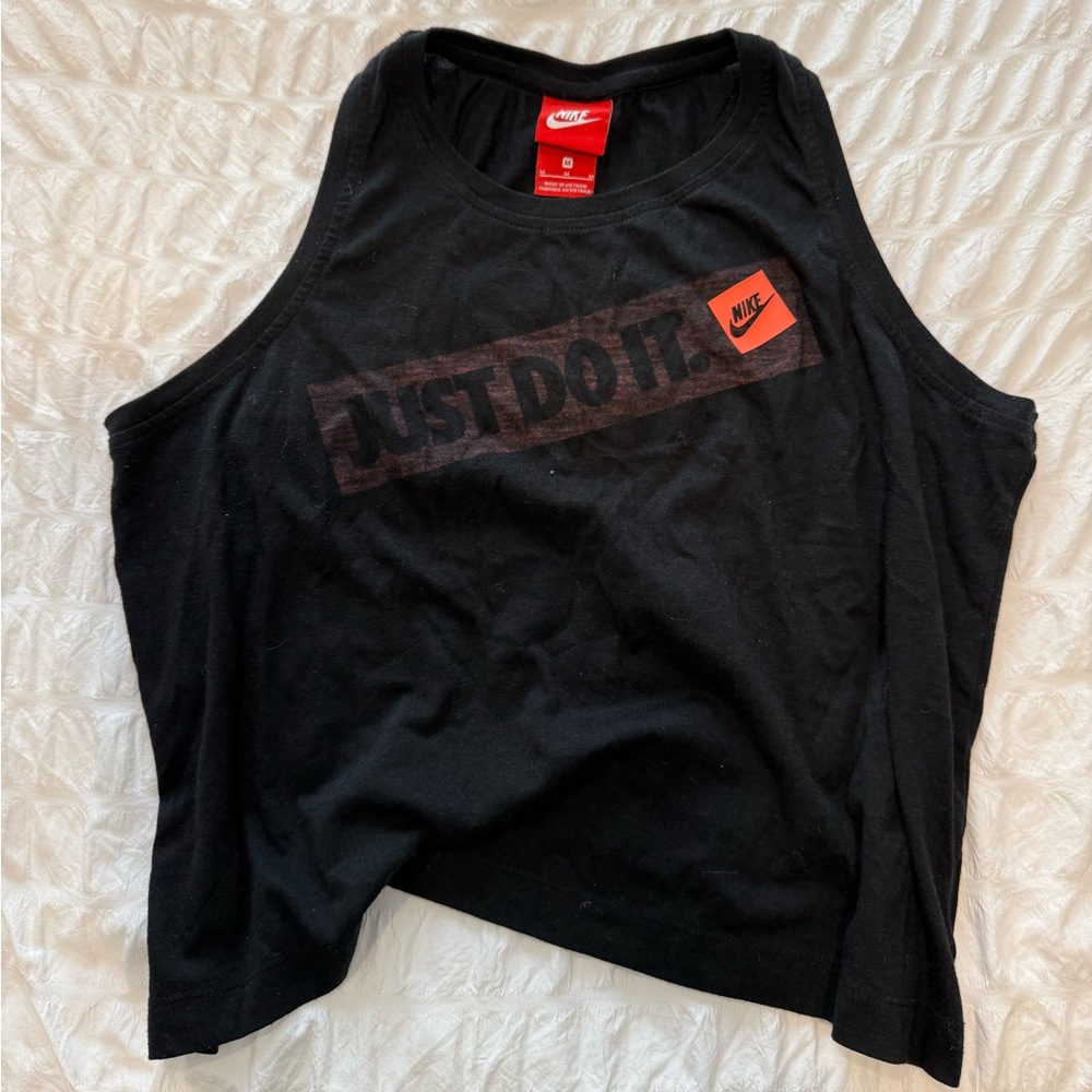 Nike Women's Black Muscle Tee with Red Accents